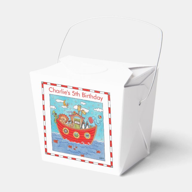 Personalized Noah's Ark Birthday Favour Box (Front Side)
