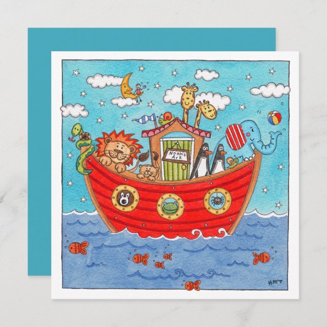 Personalized Noah's Ark Birthday Invitation (Front/Back)