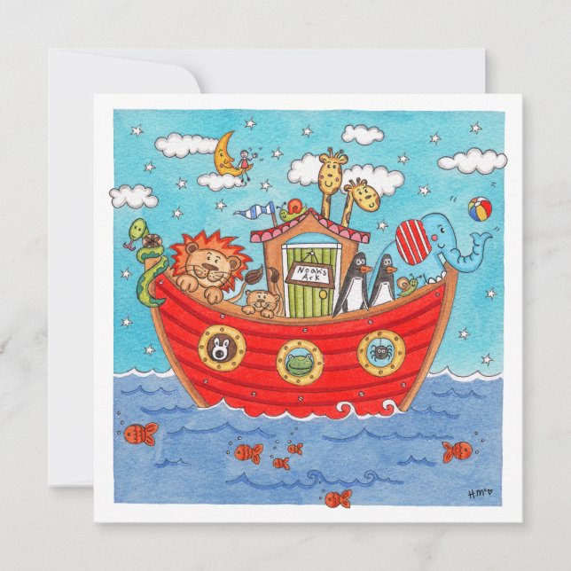 Personalized Noah's Ark Birthday Invitation (Front)