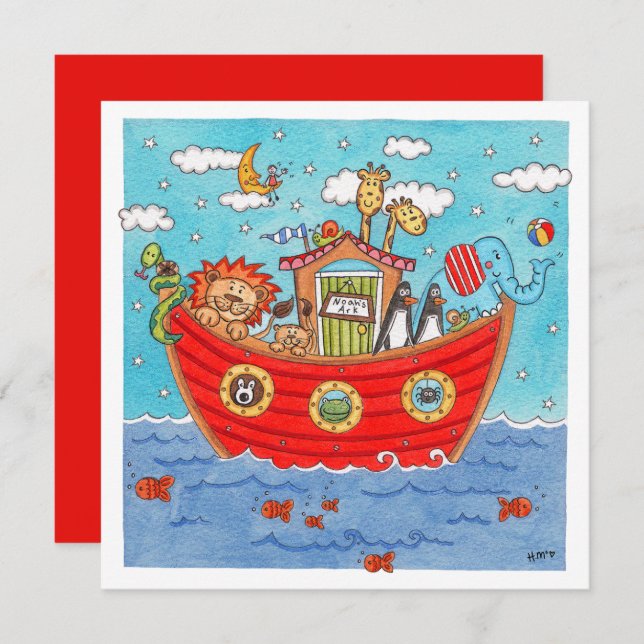 Personalized Noah's Ark Birthday Invitation (Front/Back)
