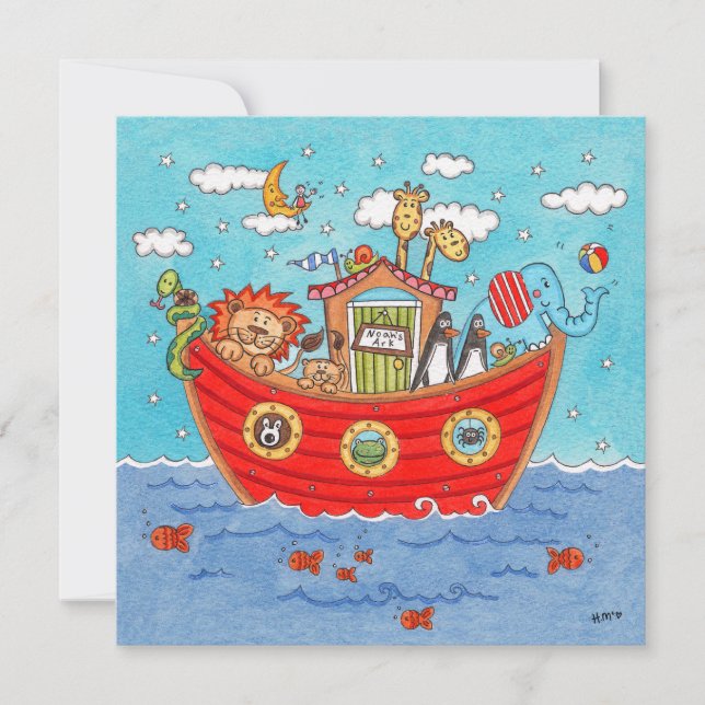 Personalized Noah's Ark Birthday Invitation (Front)