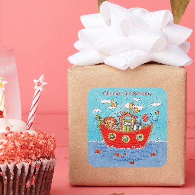 Personalized Noah's Ark  Square Sticker (Party)