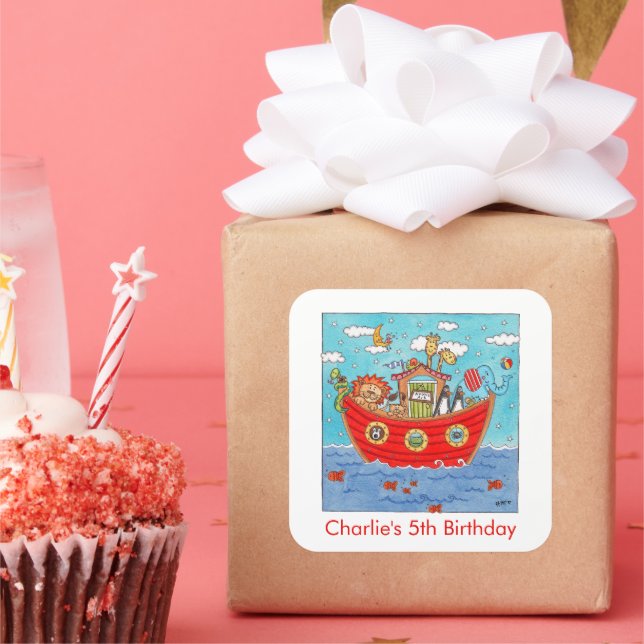 Personalized Noah's Ark  Square Sticker (Party)