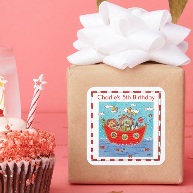 Personalized Noah's Ark  Square Sticker (Party)