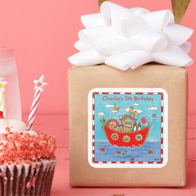 Personalized Noah's Ark  Square Sticker (Party)