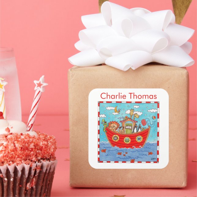 Personalized Noah's Ark  Square Sticker (Party)