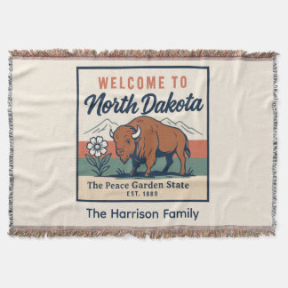 Personalized North Dakota Throw Blanket