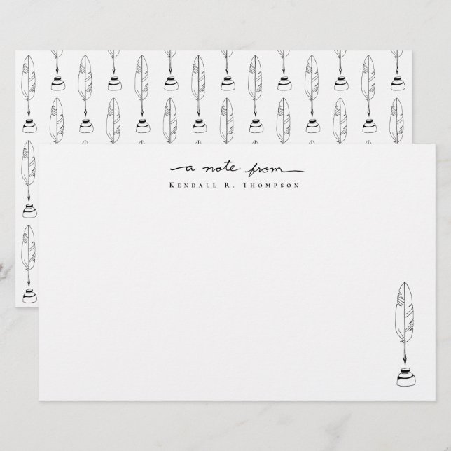 Personalized Note Cards Quill & Ink Stationery (Front/Back)