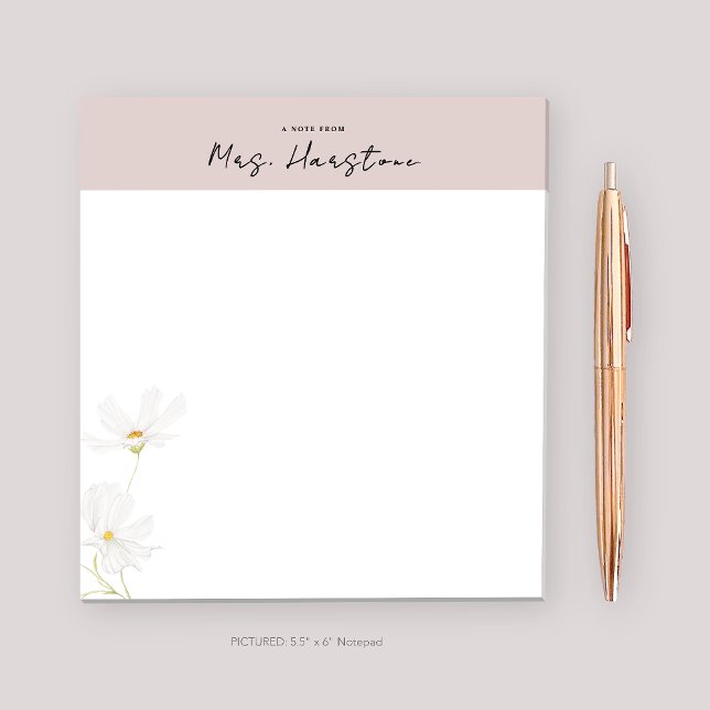 Personalized Notepad for Teacher with Flower (Creator Uploaded)