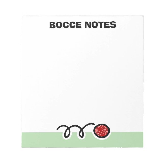 Personalized notepad with quirky bocce ball design (Front)