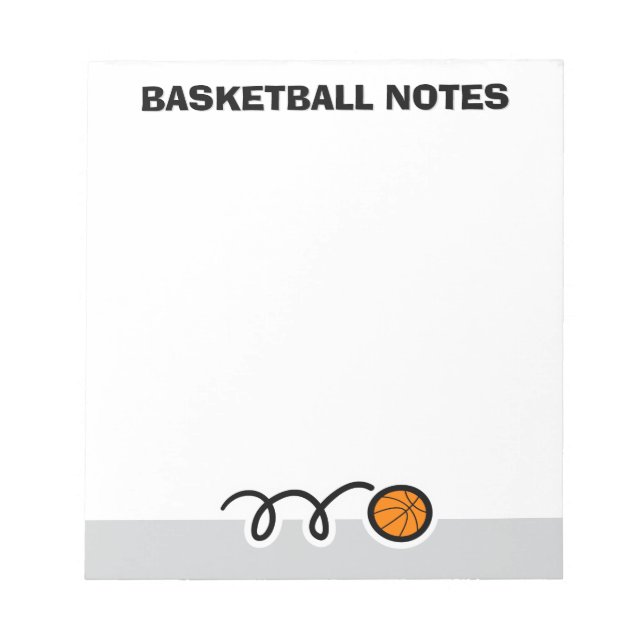 Personalized notepad with sporty basketball design (Front)