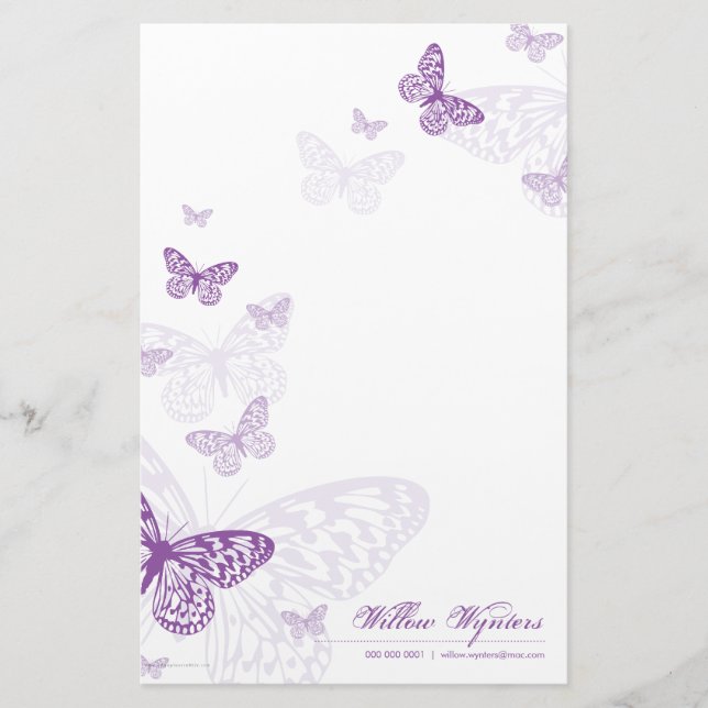PERSONALIZED NOTEPAPER :: butterflies 3P Stationery (Front)