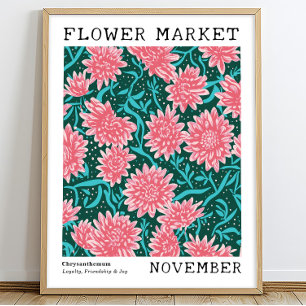 Personalized November Birth Flower Market Poster