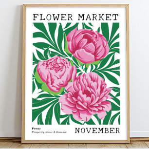 Personalized November Birth Flower Market Print