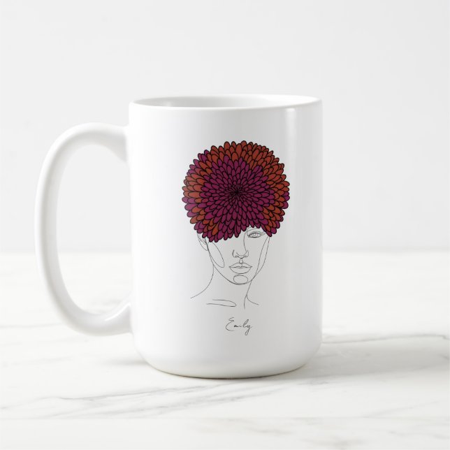 Personalized November Birth Flower Portrait Coffee Mug (Left)