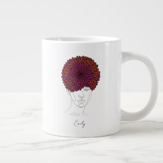 Personalized November Birth Flower Portrait Large Coffee Mug