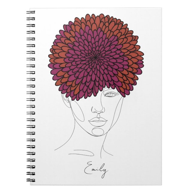 Personalized November Birth Flower Portrait Notebook (Front)