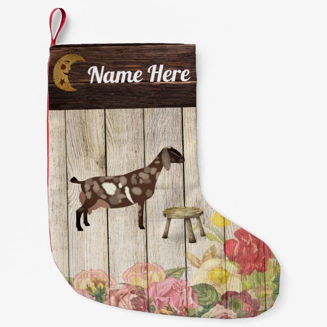 Personalized Nubian Dairy Goat Farm Small Christmas Stocking (Front)