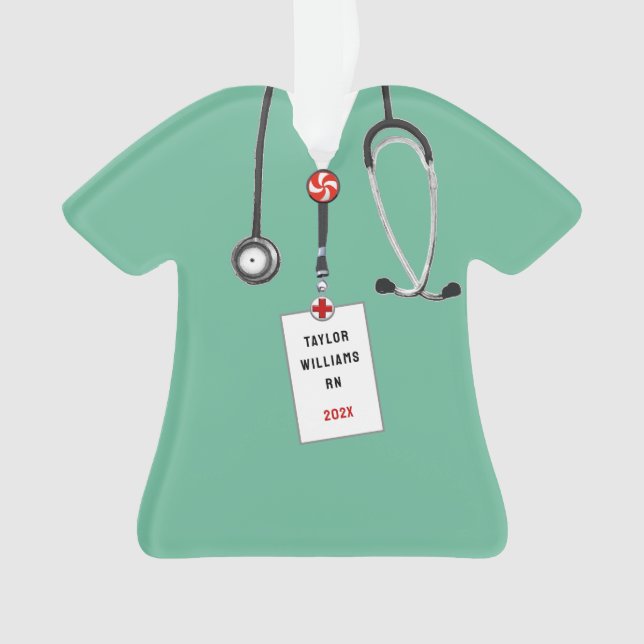 Personalized Nurse Christmas Keepsake Ornament (Front)