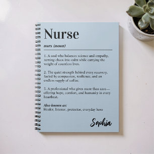 Personalized Nurse Dictionary Definition Blue Notebook