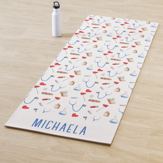 Personalized Nurse Medicine Equipment Pattern Yoga Mat (In Situ)