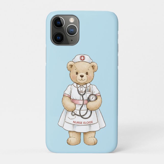 Personalized Nurse Teddy Bear Custom Name Nursing  Case-Mate iPhone Case (Back)