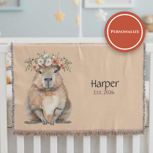 Personalized Nursery Blanket • Capybara Baby Decor