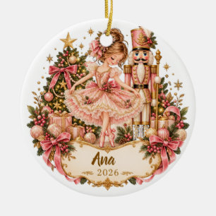 Personalized Nutcracker Ballerina Christmas Orname Ceramic Ornament