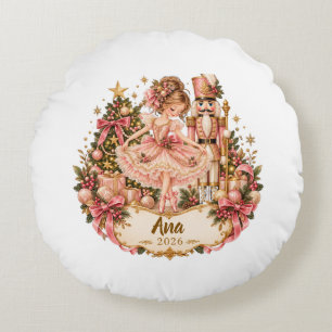 Personalized Nutcracker Ballerina Christmas Orname Round Cushion