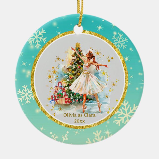 Personalized Nutcracker Ballet Christmas - Gift Ceramic Ornament (Front)