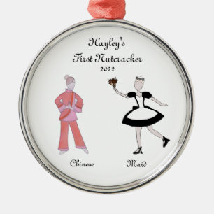 Personalized Nutcracker Chinese Tea/Maid Keepsake Metal Ornament