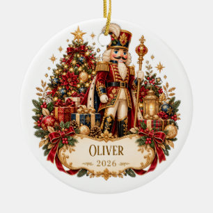 Personalized Nutcracker Christmas Blanket with Nam Ceramic Ornament