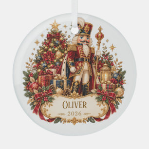 Personalized Nutcracker Christmas Blanket with Nam Glass Tree Decoration