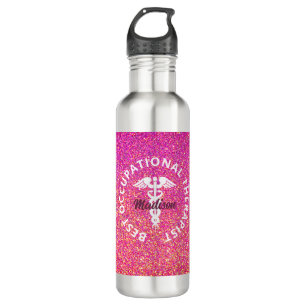 Personalized Occupational Therapist Pink Glitter 710 Ml Water Bottle