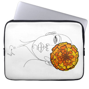 Personalized October Birth Flower Portrait Laptop Sleeve
