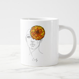 Personalized October Birth Flower Portrait Large Coffee Mug