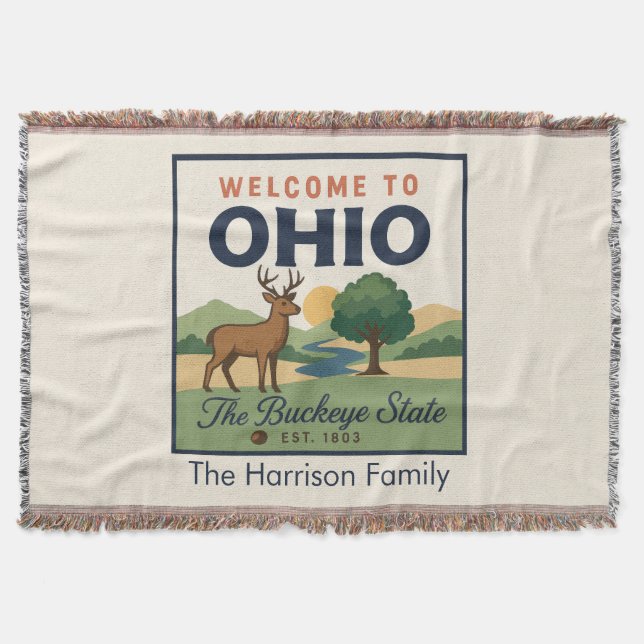 Personalized Ohio Throw Blanket (Front)