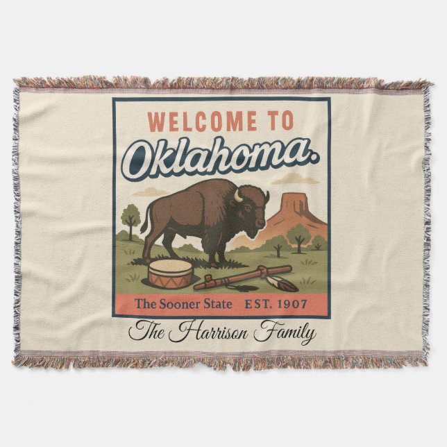 Personalized Oklahoma Throw Blanket (Front)