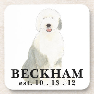 Personalized Old English Sheepdog Coaster