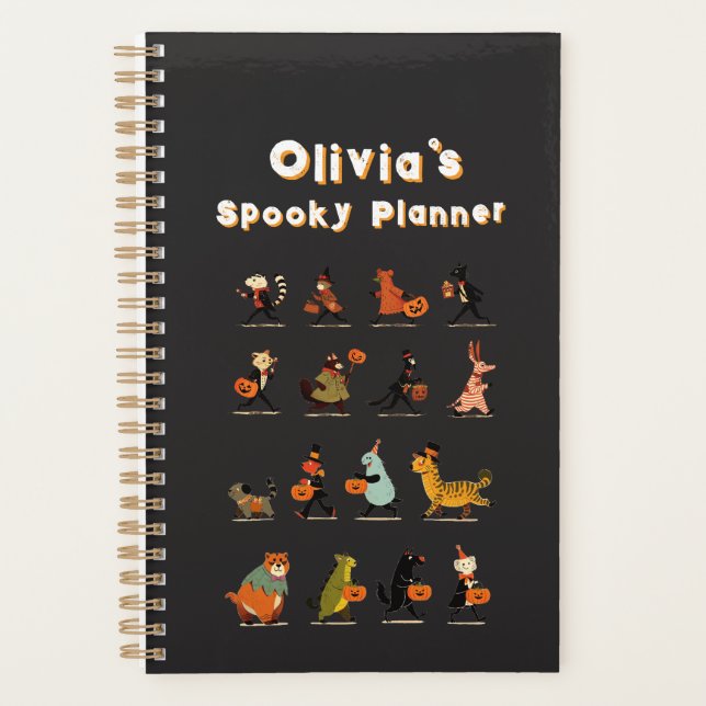 Personalized Olivia's Spooky Halloween Animals Planner (Front)