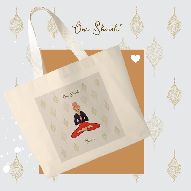 Personalized Om Shanti Yoga Girl Large Tote Bag (Love this bag! For yoga and any time, this is the perfect tote. Simple, classic and made with love.)
