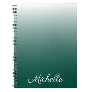 Personalized ombre gradient green notebook