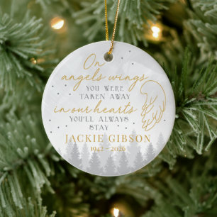 Personalized On Angels Wings Ceramic Ornament