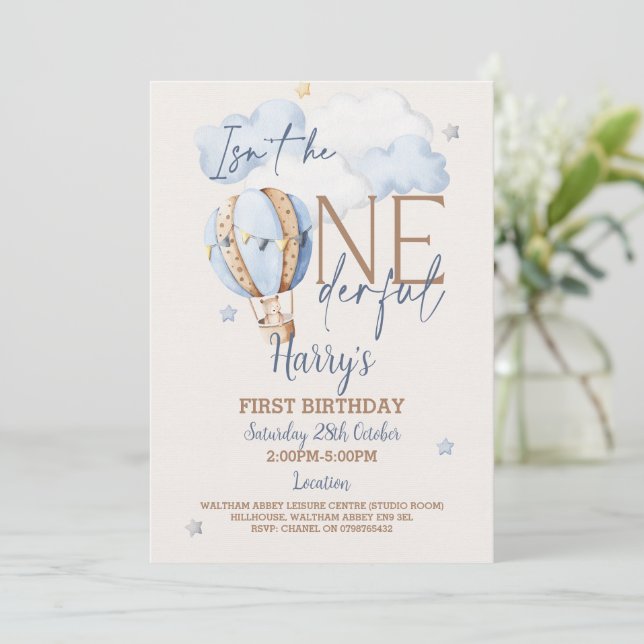 Personalized ONEderful 1st Birthday Invitation (Standing Front)