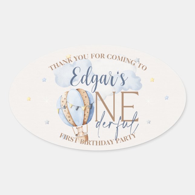 Personalized ONEderful 1st Birthday Party Stickers (Front)