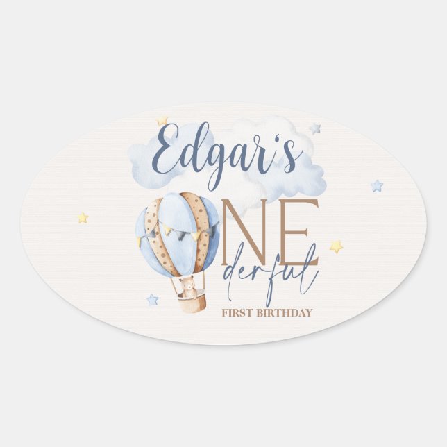 Personalized ONEderful 1st Birthday Party Stickers (Front)