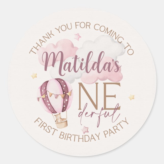 Personalized ONEderful First Birthday Stickers (Front)