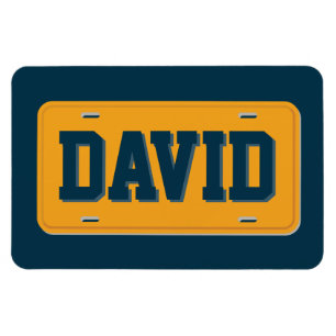 Personalized Orange and Navy Blue License Plate Magnet