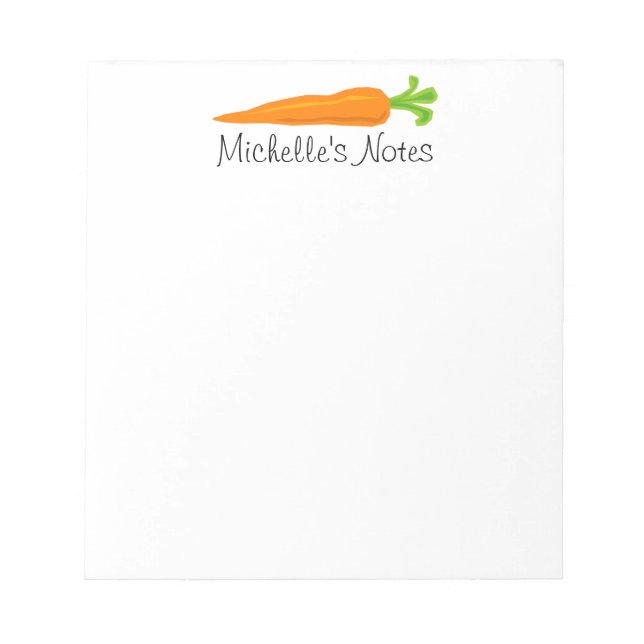 Personalized orange carrot notepad for recipes etc (Front)