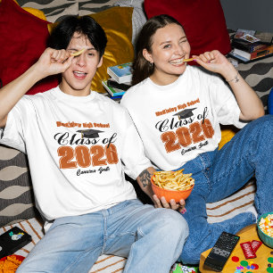 Personalized Orange Class of 2026 Graduation T-Shirt